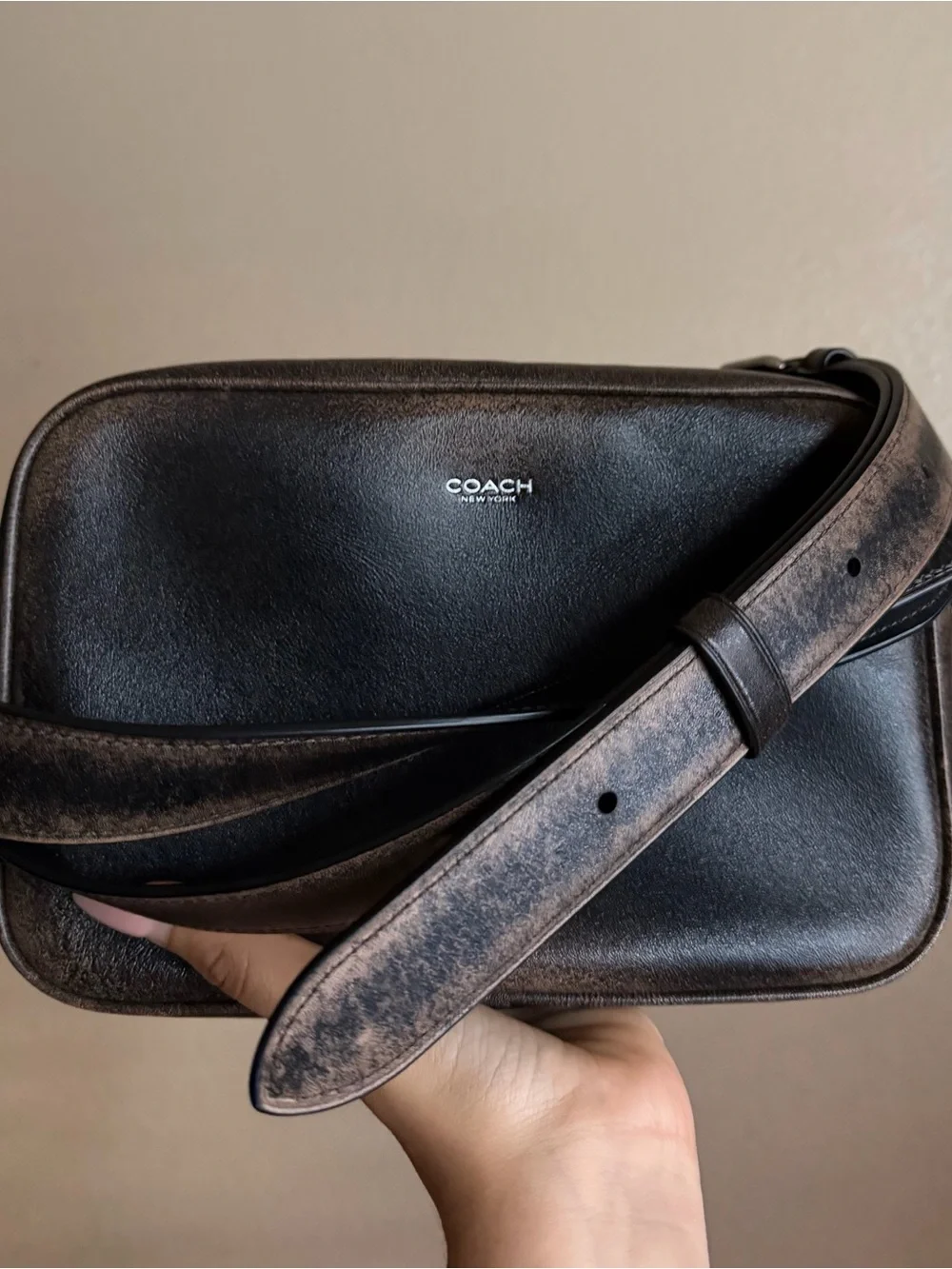 Coach loved leather radio camera bag